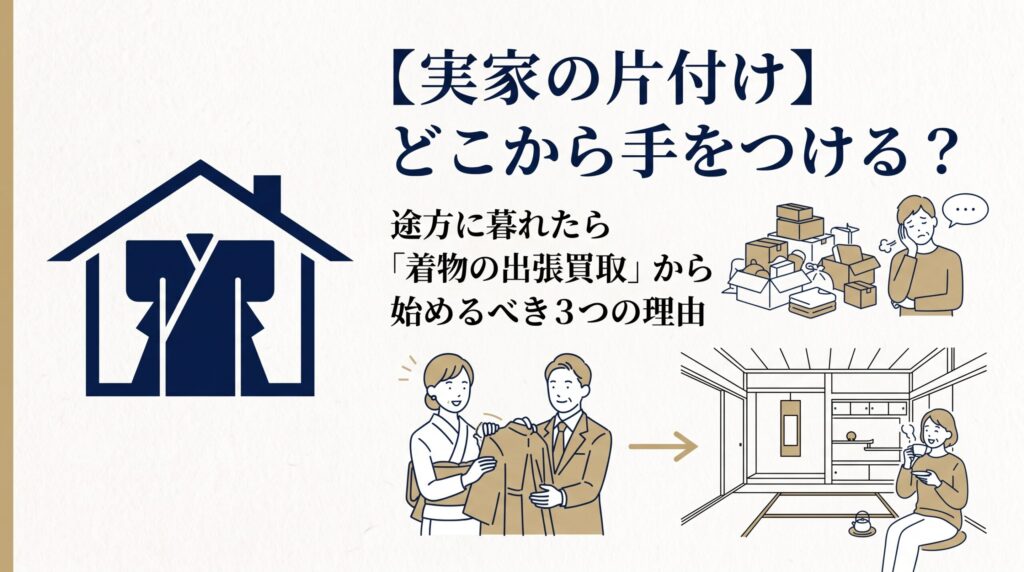 【実家の片付け】どこから手をつける？途方に暮れたら「着物の出張買取」から始めるべき3つの理由